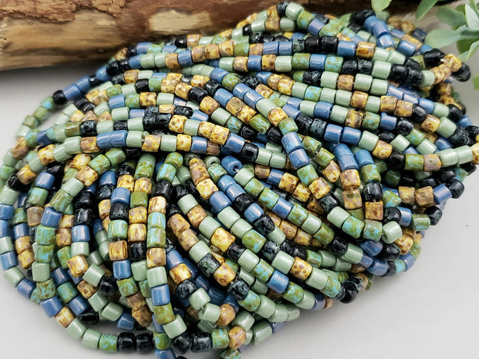 Aged Denim Medley Picasso - Czech Cylinder Mix - 6/0-4mm - 10