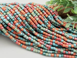 Aged Silver Wash Mix - Czech Cylinder Mix - 6/0 - 4mm - 10" Strand