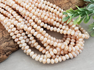 Cream - AB Silver Luster Crystals - 6x4mm - 15" Strand