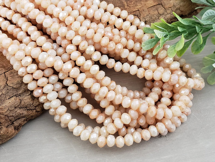Cream - AB Silver Luster Crystals - 6x4mm - 15