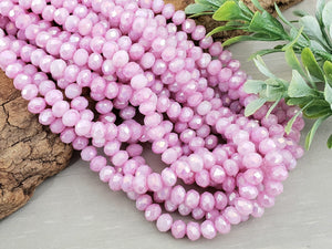 Lavender Rose - AB Silver Luster Crystals - 6x4mm - 15" Strand