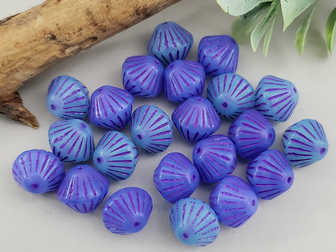 Inigo Blue Groove Bicone Mix -  Czech Beads - 10mm - 8pcs