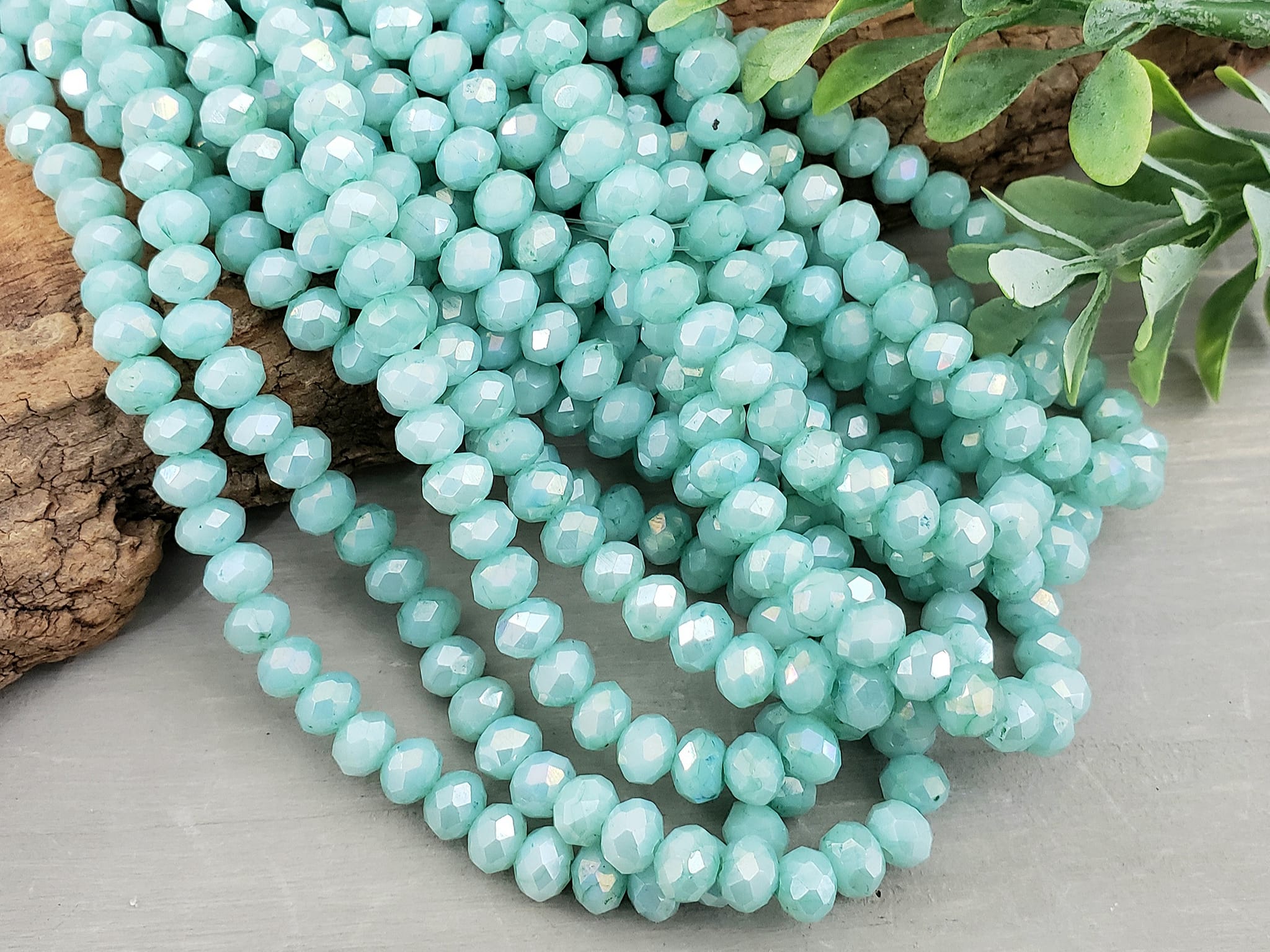 Seafoam AB - Glass Crystals - 6x4mm - 15" Strand