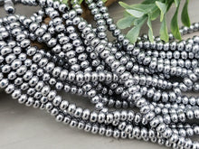Load image into Gallery viewer, Silver Shimmer - Smooth Glass Rondelle - 4mm - 15&quot; Strand
