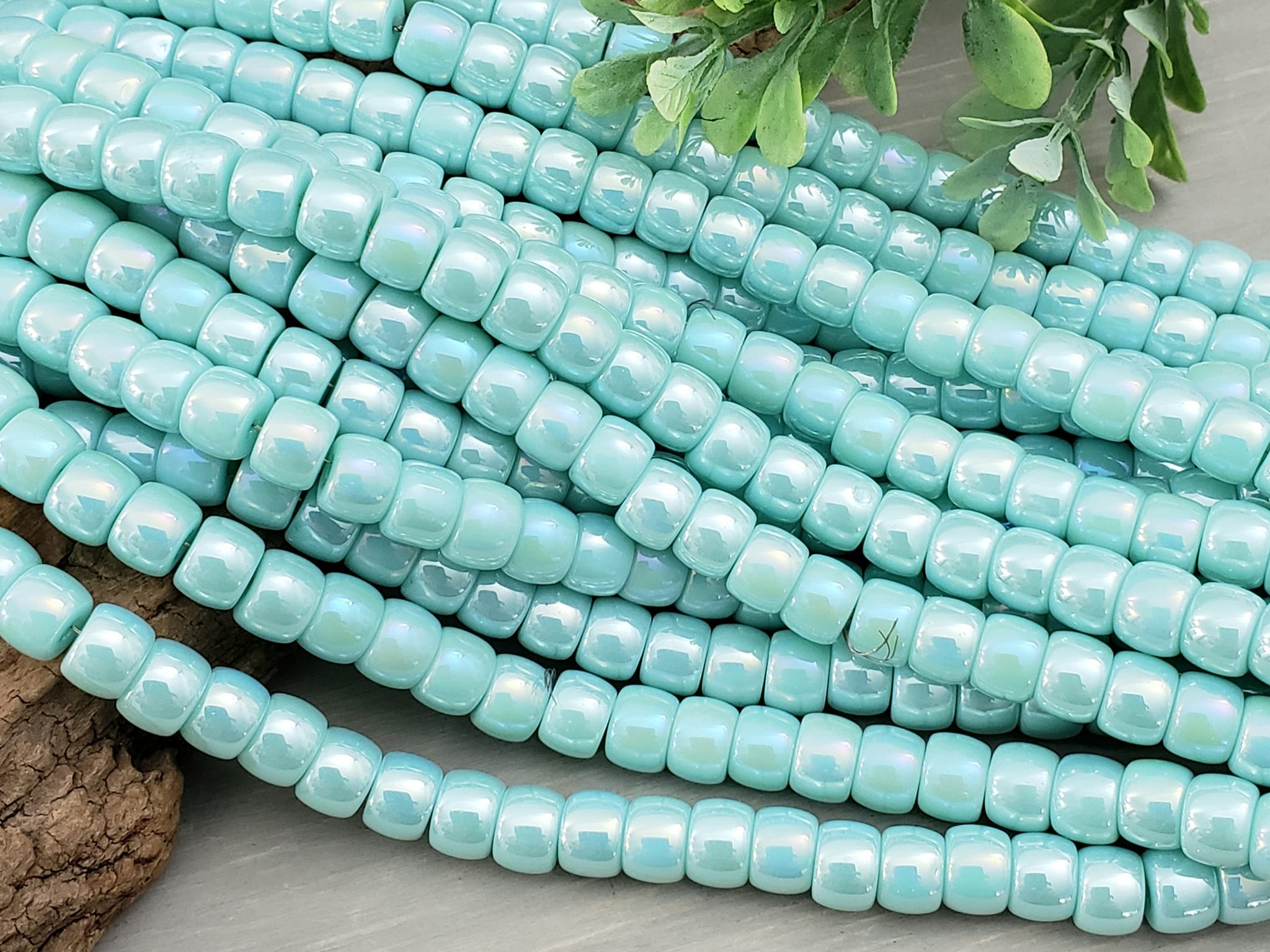 Mystic Seafoam - Cylinder Glass Beads - 8x6mm - 30pcs/Loose