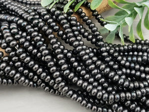 Dark Bronze Shimmer - Smooth Glass Rondelle - 4mm - 15" Strand