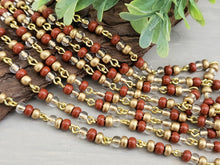 Charger l&#39;image dans la galerie, Golden Maroon - Gold Plated Czech Seed Bead Chain - 6/0 - 12&quot;/1 ft
