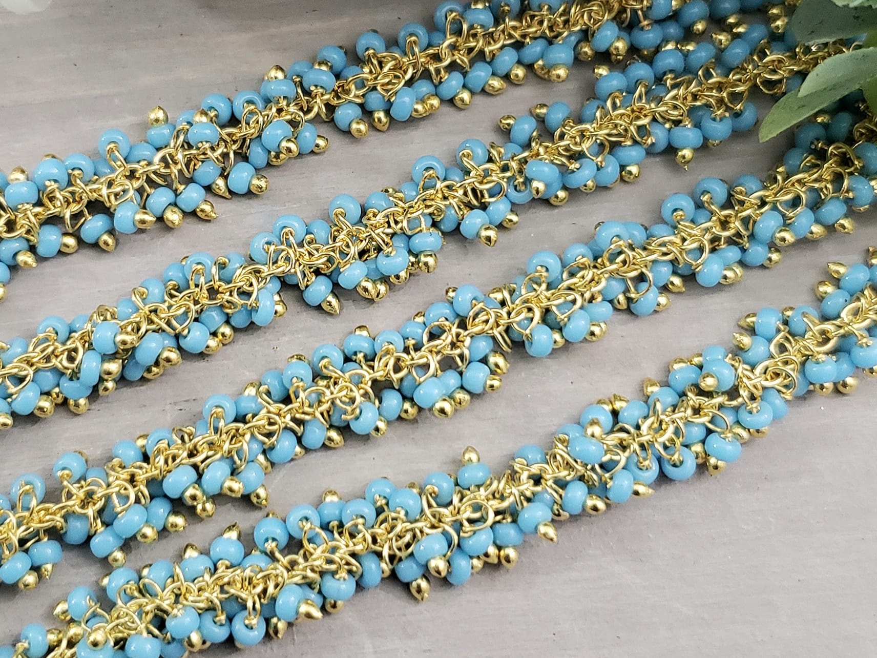 Turquoise - E-Coated Brass Seed Bead Chain - 2-2.5mm - 6" inch Secondary image