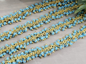 Turquoise - E-Coated Brass Dangle Chain - 2-2.5mm - 6" inch