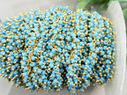 Turquoise - E-Coated Brass Seed Bead Chain - 2-2.5mm - 6" inch