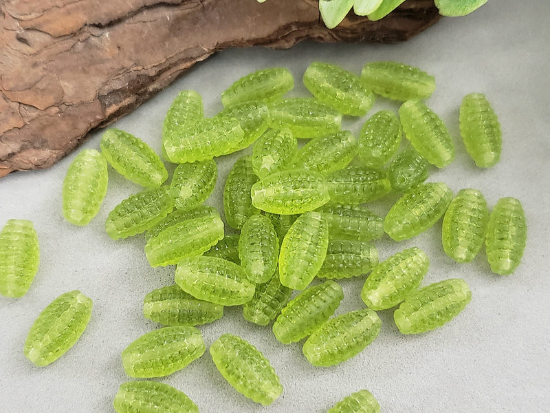 Peridot Green - Czech Grid Beads - 10x5mm - 15pcs