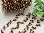 Garnet  - E-Coated Brass Drop Chain - 2.5-3.5mm - 6"inch