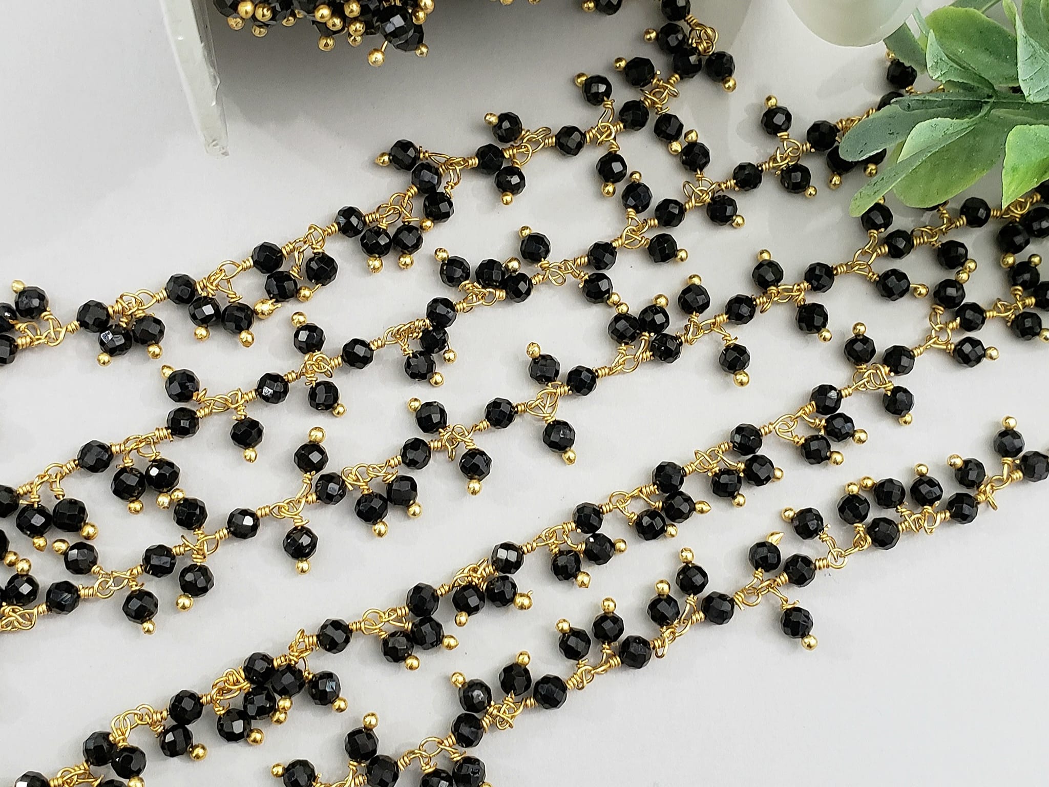 Black Spinel - E-Coated Brass Drop Chain - 2.5-3.5mm - 6" inch Secondary image