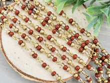 Charger l&#39;image dans la galerie, Golden Maroon - Gold Plated Czech Seed Bead Chain - 6/0 - 12&quot;/1 ft
