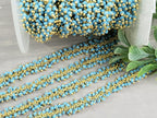 Turquoise - E-Coated Brass Seed Bead Chain - 2-2.5mm - 6" inch