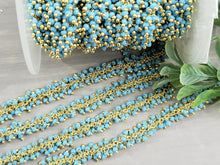 Load image into Gallery viewer, Turquoise - E-Coated Brass Dangle Chain - 2-2.5mm - 6&quot; inch
