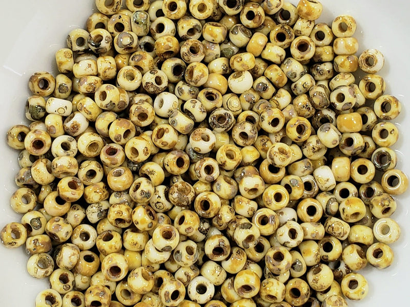 6/0 Yellow Picasso #4512 - Czech Seed Beads - 10gr.