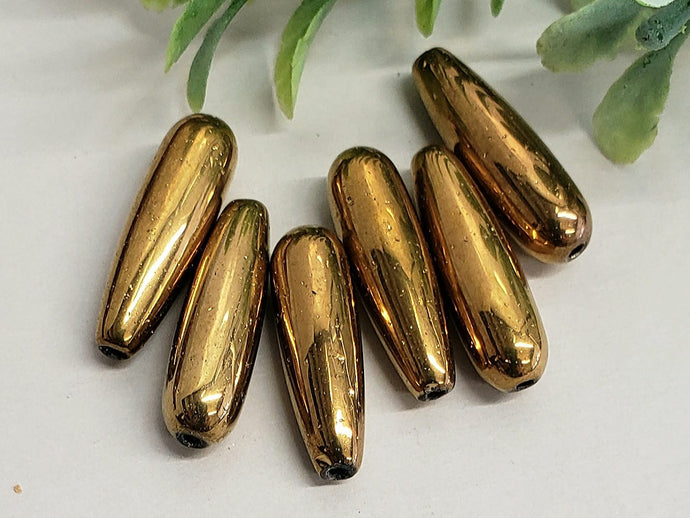 Bronze Hematite Teardrops (Synthetic) - 20mm - 6pcs