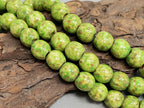 Moss - Large Hole Aged Picasso Czech Druks - 8mm - 6" Strand/20pcs