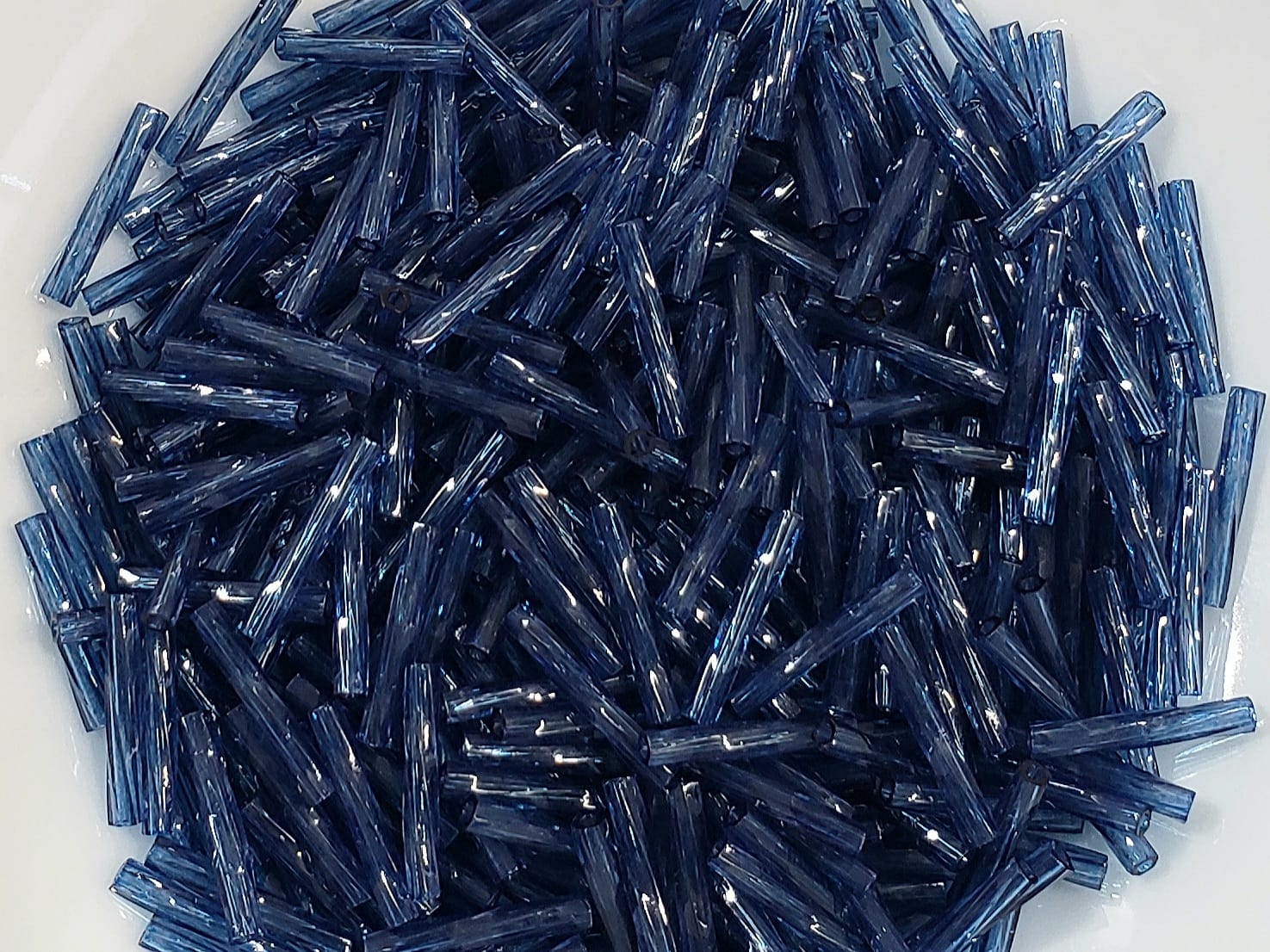 Montana Blue Transp. - Twisted Miyuki Bugle Beads - 12x2mm - 10grams