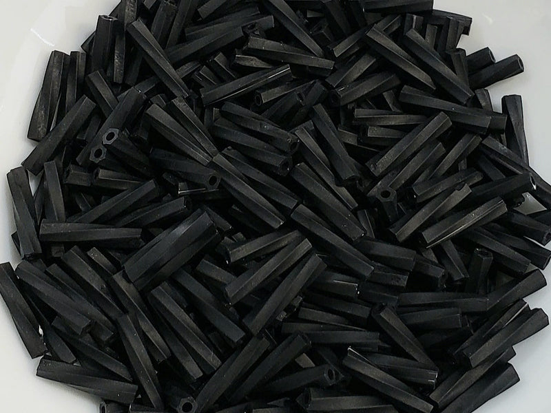 Matte Black - Twisted Miyuki Bugle Beads - 12x2mm - 10grams
