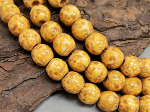 Dijon  - Large Hole Aged Picasso Czech Druks - 8mm - 6" Strand/20pcs