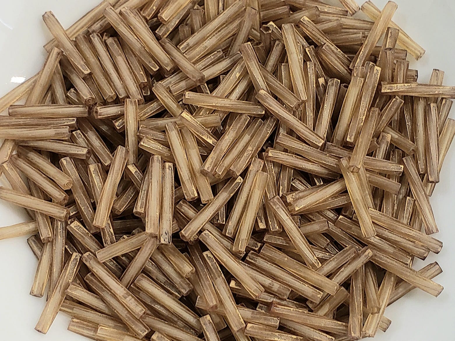 Antique Matte Golden Topaz - Twisted Miyuki Bugle Beads - 12x2mm - 10grams