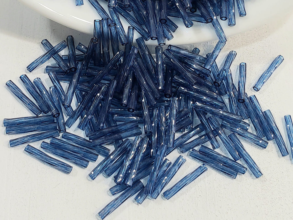 Montana Blue Transp. - Twisted Miyuki Bugle Beads - 12x2mm - 10grams