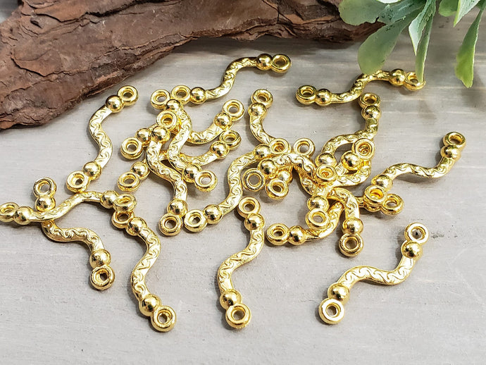 Gold Plated Twisted Bar Links/Connectors - 20mm - 20pcs