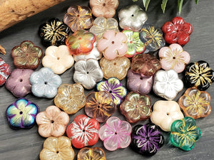 Flower Cups - Center Drilled Czech Mix - 14mm - 10pcs
