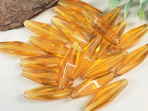 Amber - Elongated Czech Lanterns - 24x9mm - 10pcs