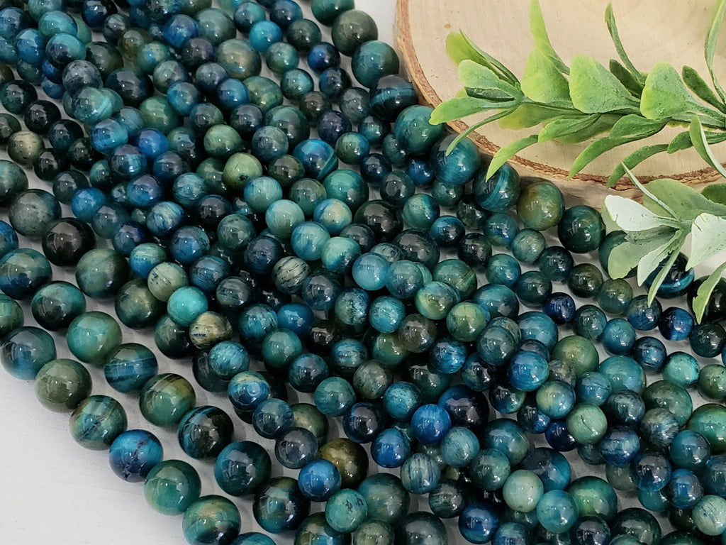 Apatite Blue - Tiger Eye Dyed Gemstone - 6/8mm - 15" Strand