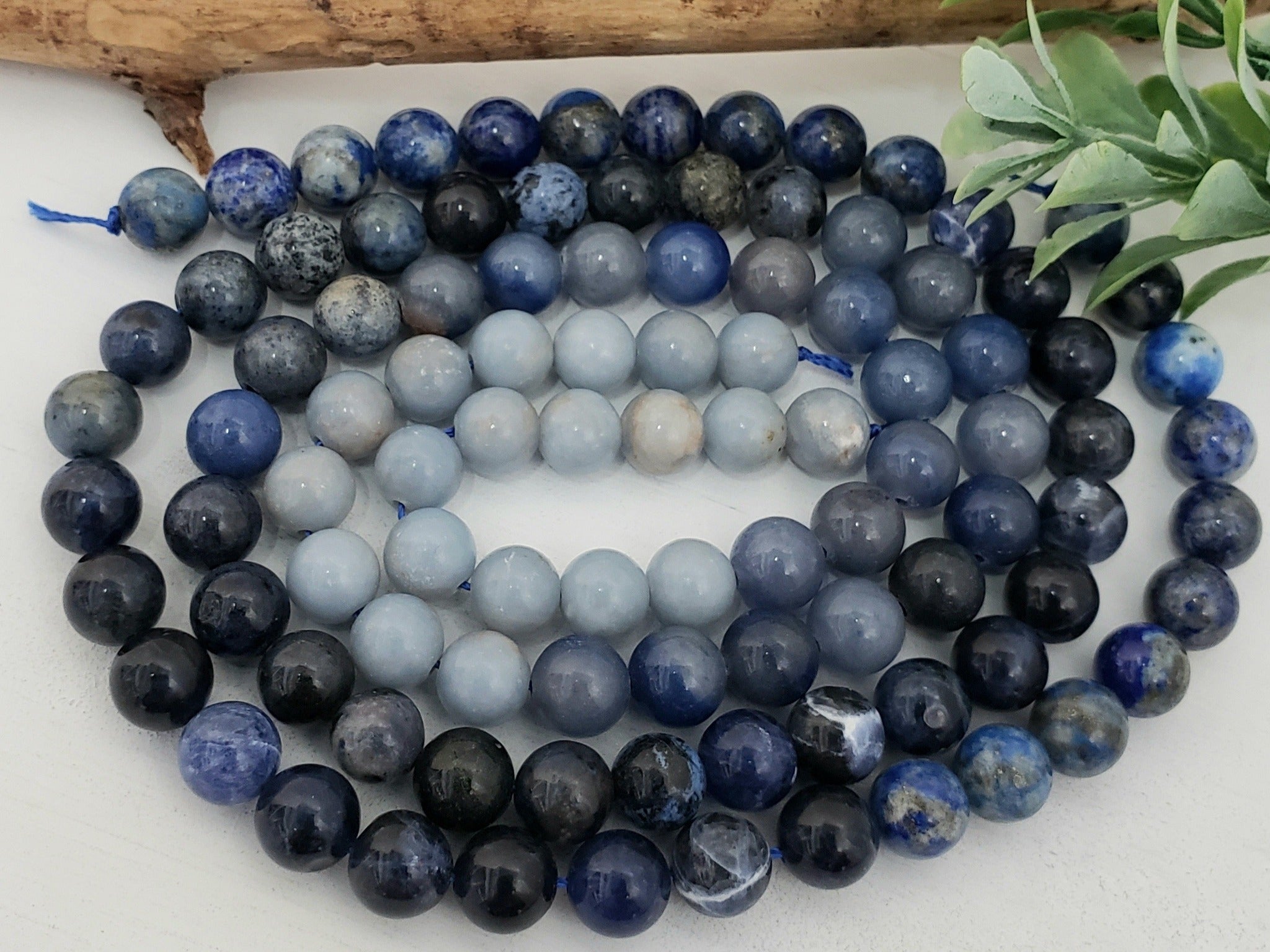 Blue Mix - Natural Gemstone Beads - 8mm - 16" Full Strand