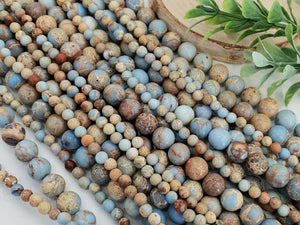 Aqua Blue Imperial Jasper - 4/6/8mm - 15" Strand