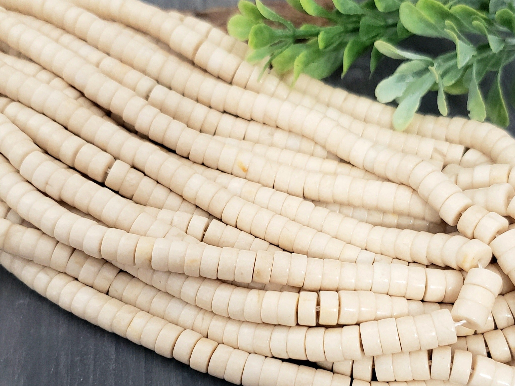 Riverstone - Natural Heishi Rondelle Beads - 4x2mm - 8" Strand Main image