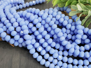 Periwinkle Blue Faceted Crystals - 6x4mm - 15" Strand