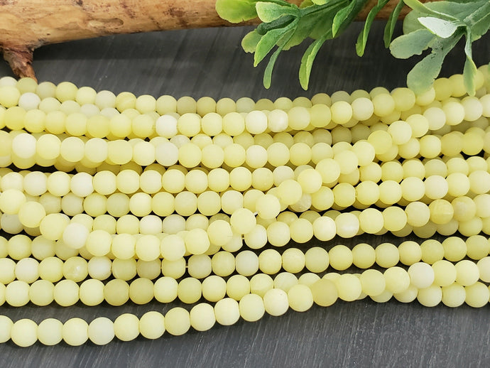Lemon Jade Matte - Jade Gemstone- 4mm - 7