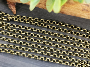 Antique Bronze Rolo Chain - Soldered Links - 3mm - 12"/1 ft