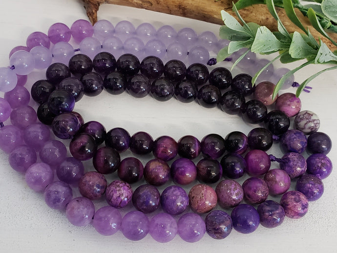 Purple Mix - Natural Gemstone Beads - 8mm - 16