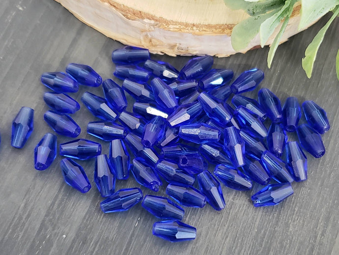 Sapphire Blue - Elongated Bicones - 8x4mm - 16
