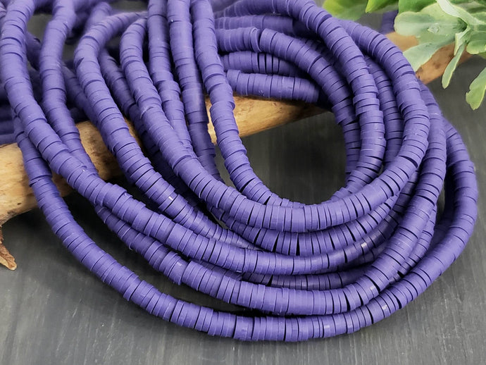 Violet - Polymer Clay Heishi Disk - 4mm - 15