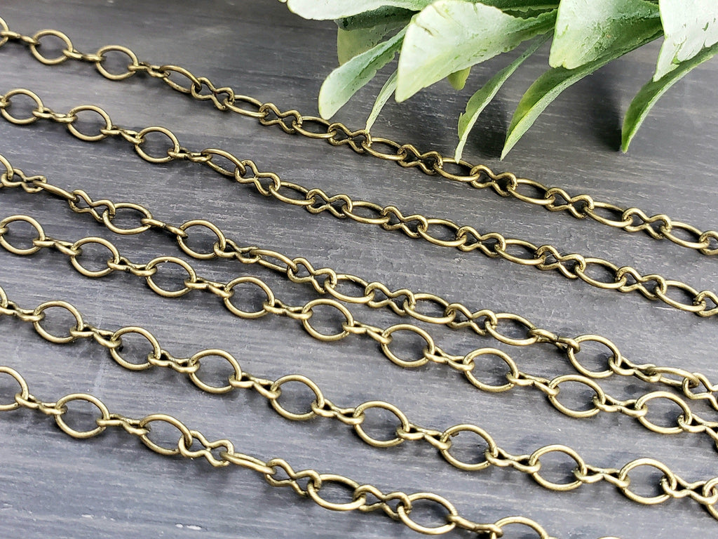 Antique Bronze Infinity Chain - Soldered Links - 3.5x5mm - 12"/ 1 ft
