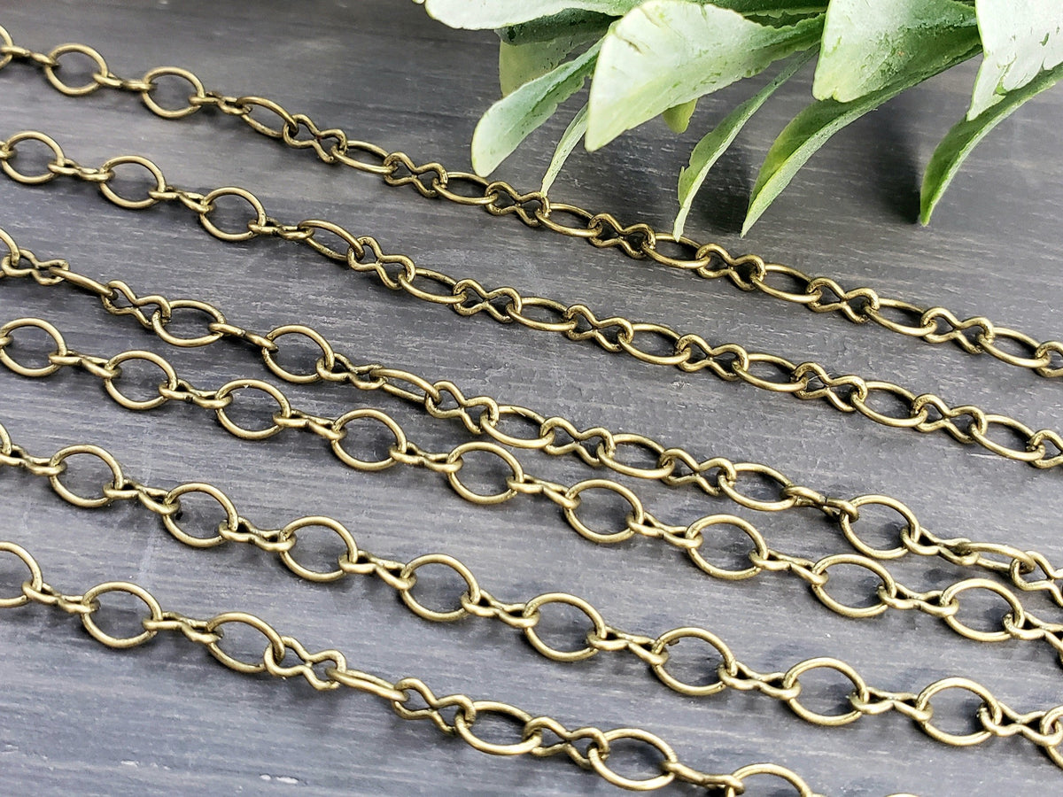 Antique Bronze Infinity Chain - Soldered Links - 3.5x5mm - 12"/ 1 ft