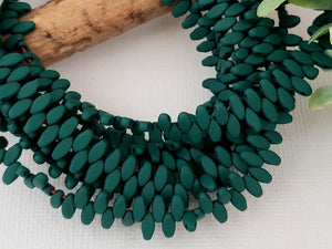 Matte Teal - 2 Hole Rhombus Hematite - 5x2mm - 16" Strand