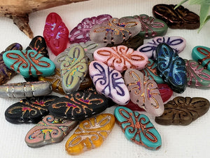 Arabesque Mix - Czech Glass Focal Beads - 19x9mm - 6pcs