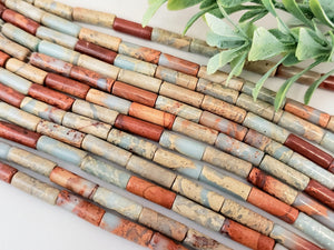 Terra - Sea Sediment Jasper Cylinder Tubes - 13x4mm - 15.5" Strand