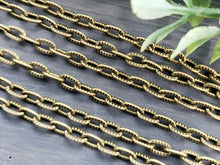 Load image into Gallery viewer, Antique Bronze Textured Cable Chain - Soldered Links - 5x9mm - 12&quot;/1 ft

