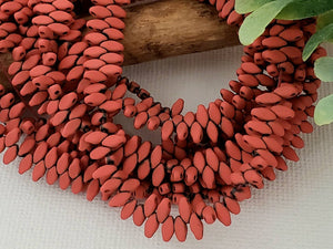 Matte Brick Red - 2 Hole Rhombus Hematite - 5x2mm - 16" Strand
