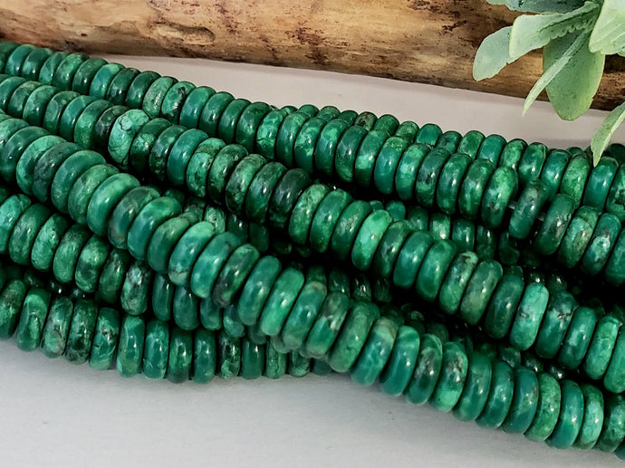 Woodland Green - Brecciated Sea Sediment Jasper Heishi Disc - 6x2mm - 7.5