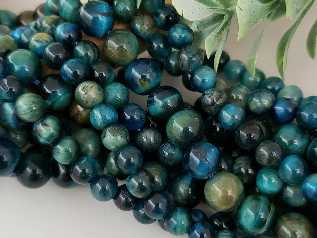 Apatite Blue - Tiger Eye Dyed Gemstone - 6/8mm - 15" Strand